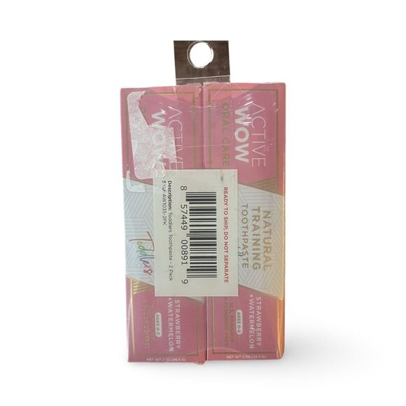 Active Wow Oral Care Toothpaste Strawberry Toddlers Lot of 2 Floride Paraben Fre - Picture 2 of 2